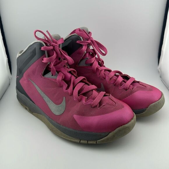 NIKE HYPERQUICKNESS PINK BREAST CANCER  WOMENS BASKETBALL SHOES SIZE 6Y - Picture 1 of 4